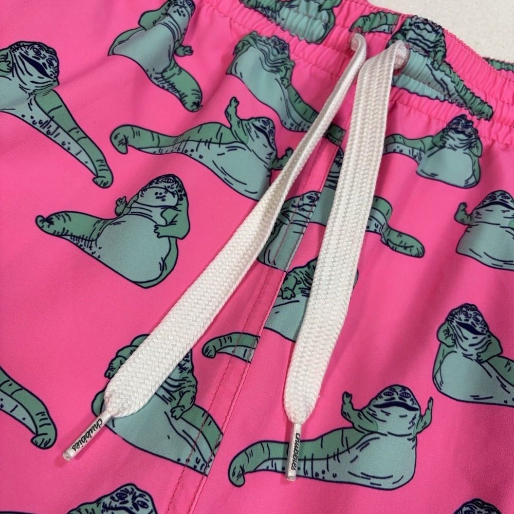 Chubbies Jabba The Hutt Swim Trunks Mens XL Pink Mesh Lined Drawstring Star Wars - Picture 6 of 16